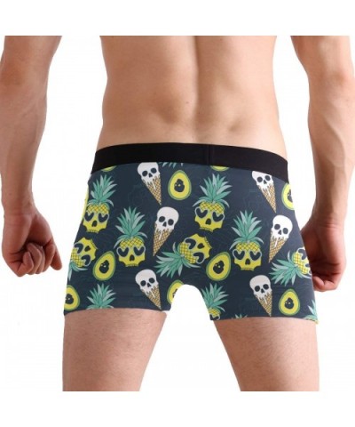 Mens Boxer Briefs Underwear Breathable Pouch Soft Underwear - Pineapple Ice Cream Avocado Skull - CN18ARMCQZH $25.38 Boxer Br...