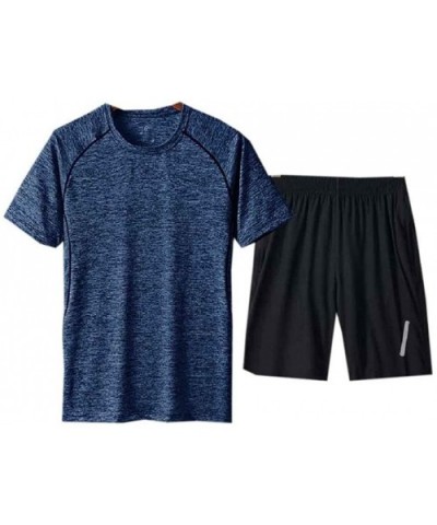 Mens 2-Piece Crew-Neck Breathable Quick Drying Short Sleeve Pajamas - As5 - CG199CE2QRD $56.66 Sleep Sets