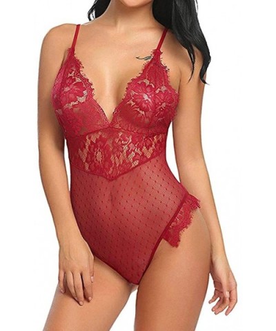 Fashion Women Sexy Lace Racy Underwear Spice Suit Temptation Underwear Erotic Sleepwear - Red - CR197NQAK60 $17.92 Baby Dolls...