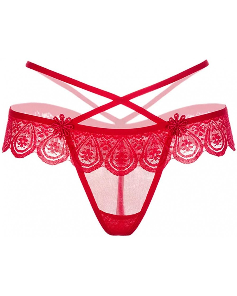 Underwear Women Thong Bragas Sexy Panties Thong Lace Word Pants Ladies Briefs - Red - C418TGMALUL $13.28 Bustiers & Corsets