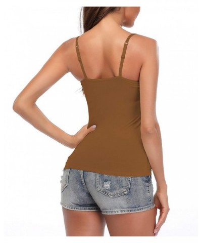 Womens Tank Tops with Built Bra Adjustable Strap Cami Tunic Camisole Undershirt - 2 Toffee - CB18WCDE7UW $28.73 Camisoles & T...