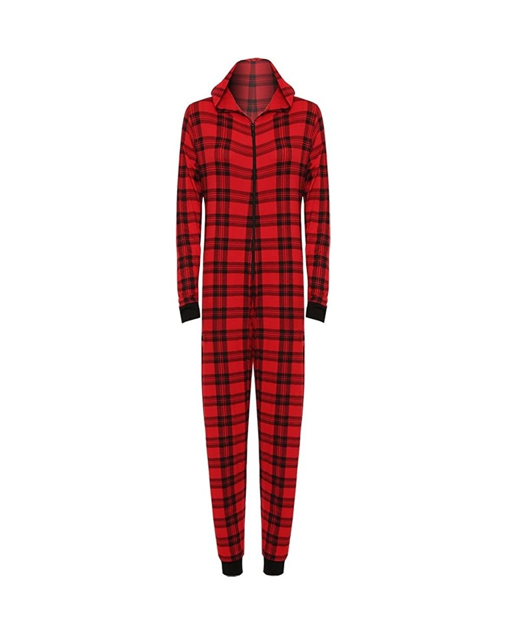 Women's Onesie Fashion Printed Playsuit Ladies Jumpsuit Pajamas - Red Tartan - CU12NRAKB0N $35.84 Onesies