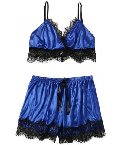 Women Lace Sexy Passion Lingerie Babydoll Nightwear 2PC Set - Blue - CY18XUWDNOY $16.83 Slips