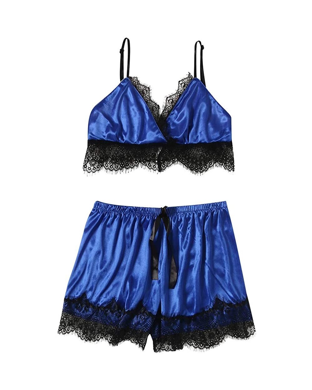 Women Lace Sexy Passion Lingerie Babydoll Nightwear 2PC Set - Blue - CY18XUWDNOY $16.83 Slips