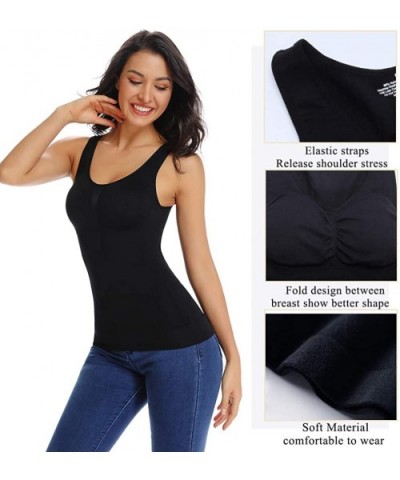 Women's Shapewear Tank Top Tummy Control Cami Shaper Seamless Shaping Camisole Slimming Padded Tanks - Black - CA198KKZI4D $2...