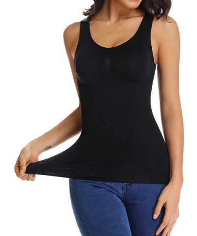 Women's Shapewear Tank Top Tummy Control Cami Shaper Seamless Shaping Camisole Slimming Padded Tanks - Black - CA198KKZI4D $2...