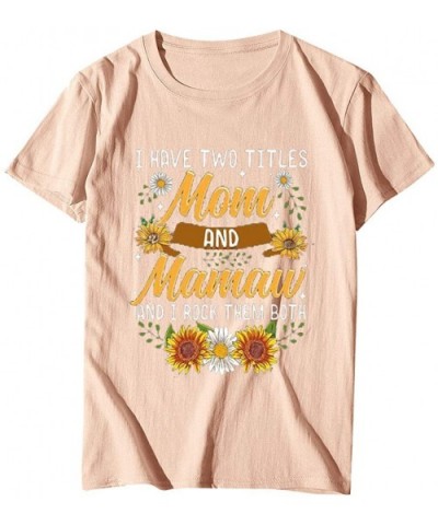 Mother's Day Women's Large Size Summer Letter Printing Short Sleeve Round Neck T-Shirt Top Vest - L-navy - CG196YKMU0G $63.36...