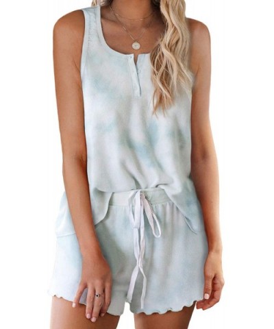 Womens Button Tank Top with Shorts Pajamas Set Sleepwear Nightwear Pjs - B-tie Dye 1 - CQ1998A63YX $42.93 Sets