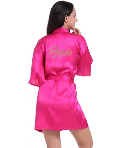 Satin Kimono Wedding Party Getting Ready Robe with Gold Glitter or Rhinestones - Rose for Bride - CE18C5UURH7 $20.60 Robes