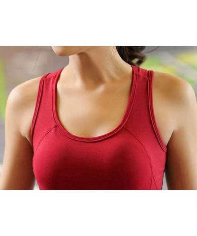 Women's Tank Tops Camisole Comfort Padded Built Active Bra in Wide Straps - Red - CR199CG7CMQ $44.67 Camisoles & Tanks