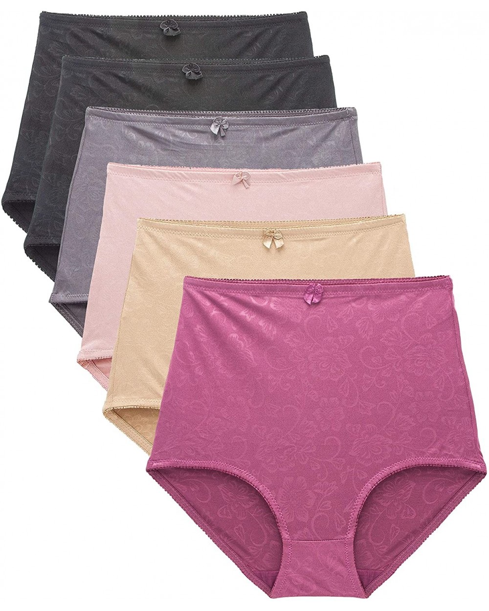 6 Pack Women's High-Waist Tummy Control Girdle Panties - Silky Flower - C712EW9K353 $42.65 Panties