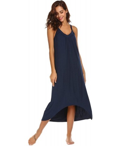 Womens Sleeveless Long Nightgown Summer Slip Night Dress Cotton Sleepshirt Chemise - A-navy Blue_6696 - CE18CUT492X $38.17 Ni...