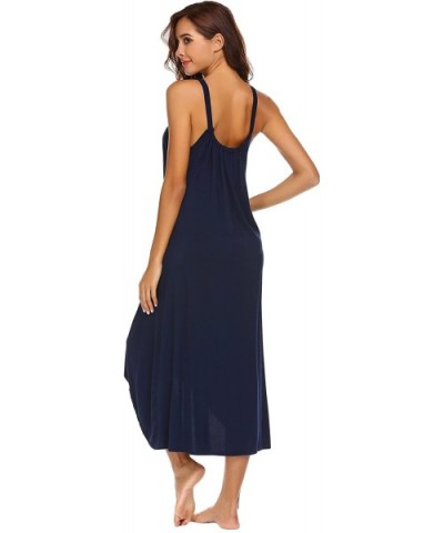 Womens Sleeveless Long Nightgown Summer Slip Night Dress Cotton Sleepshirt Chemise - A-navy Blue_6696 - CE18CUT492X $38.17 Ni...