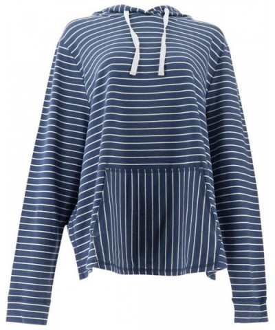 Loungewear Cozy Knit French Terry Hoodie A306955 - Indigo Stripe - CF195EHYO8R $42.94 Tops