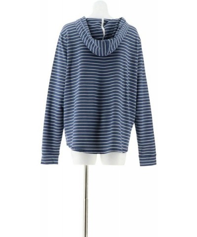 Loungewear Cozy Knit French Terry Hoodie A306955 - Indigo Stripe - CF195EHYO8R $42.94 Tops