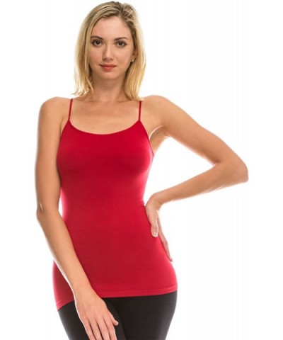 American Made Basic Seamless Cami- UV Protective Fabric UPF 50+ (Made with Love in The USA) - Red - C4180UDUGOD $18.95 Camiso...