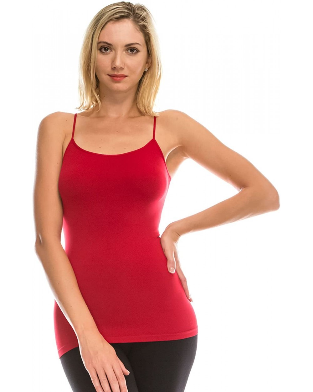 American Made Basic Seamless Cami- UV Protective Fabric UPF 50+ (Made with Love in The USA) - Red - C4180UDUGOD $18.95 Camiso...