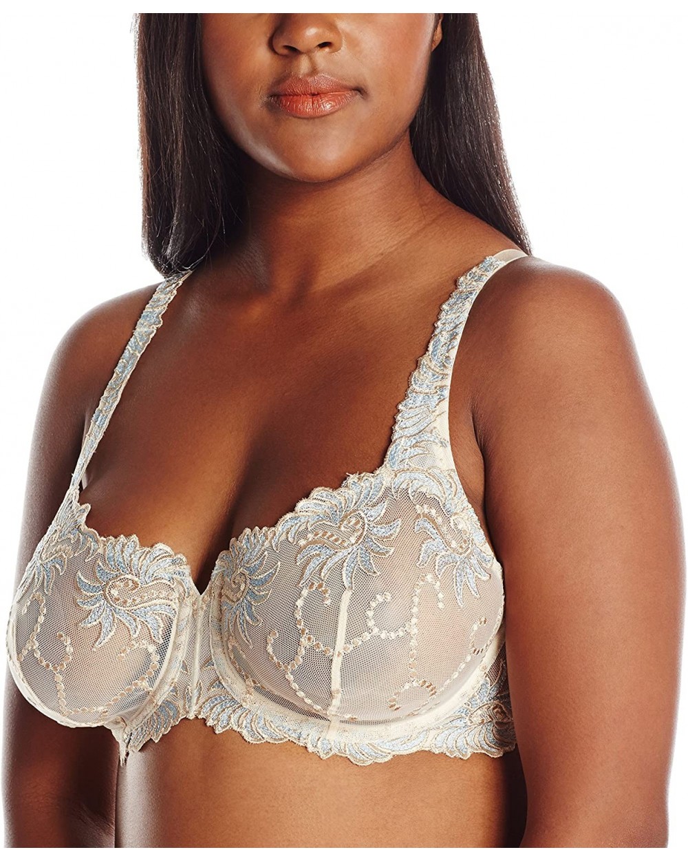 Sevilla Scroll Embroidered Semi Demi Underwire Bra - Ivy/Blue - C211D68ALWL $70.02 Bras