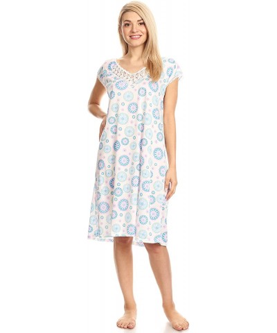 Women's Soft and Comfy Nightgown Printed Pajama Night Dress (Also in Plus) - Blue - CH18SUURMMQ $22.21 Nightgowns & Sleepshirts