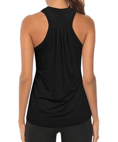 Women Workout Tops Mesh Racerback Tank Yoga Shirts Gym Clothes - D6-black - CY19CG2OMT0 $50.88 Tops