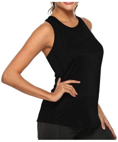 Women Workout Tops Mesh Racerback Tank Yoga Shirts Gym Clothes - D6-black - CY19CG2OMT0 $50.88 Tops