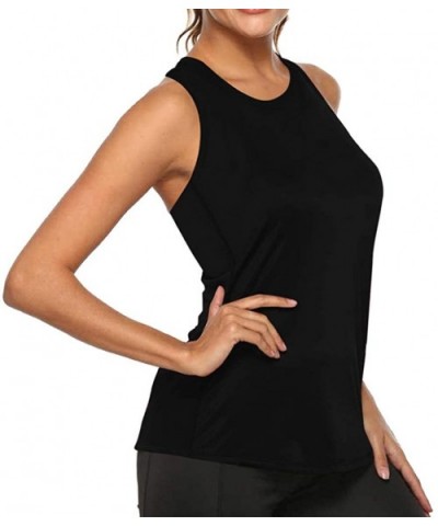 Women Workout Tops Mesh Racerback Tank Yoga Shirts Gym Clothes - D6-black - CY19CG2OMT0 $50.88 Tops