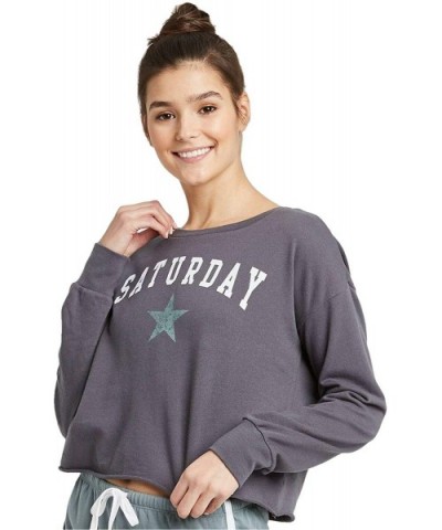 Women's Saturday Lounge Pajama Top - Charcoal Grey - CA19CLZUY9N $15.41 Tops