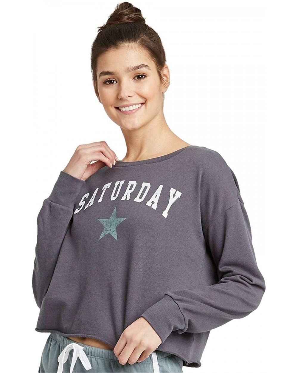 Women's Saturday Lounge Pajama Top - Charcoal Grey - CA19CLZUY9N $15.41 Tops