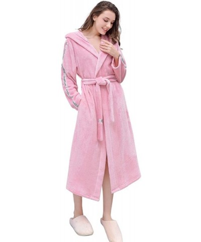 Hooded Robes Plush Bathrobe Warm Fleece Sleepwear Robe - Pink - CN18Y6Z700Z $63.96 Robes