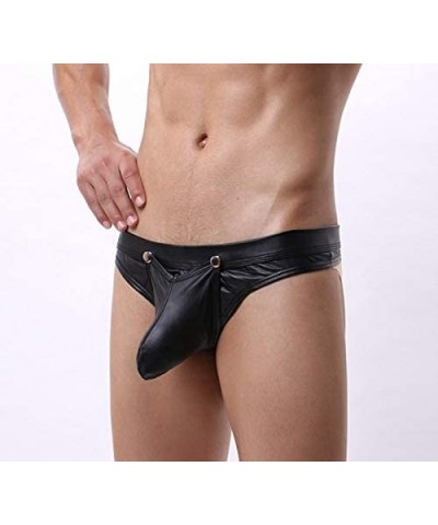 Men's Sexy Bikini Bulge Pouch G-Strings Thongs Black Low Rise T-Back Open Buttocks Underwear - Black - CN1945N2R87 $18.16 G-S...