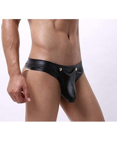 Men's Sexy Bikini Bulge Pouch G-Strings Thongs Black Low Rise T-Back Open Buttocks Underwear - Black - CN1945N2R87 $18.16 G-S...