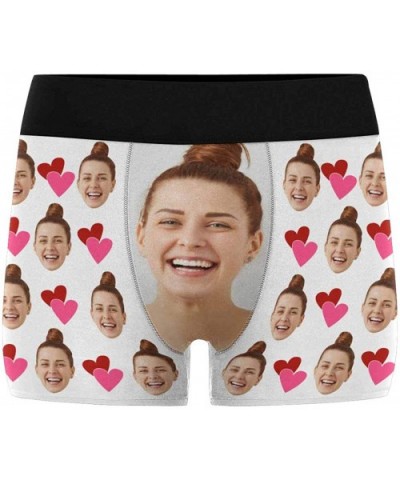 Custom Face Boxers Pink and Red Hearts Wife Faces White Personalized Face Briefs Underwear for Men - Multi 1 - CB18A49K6ZL $3...