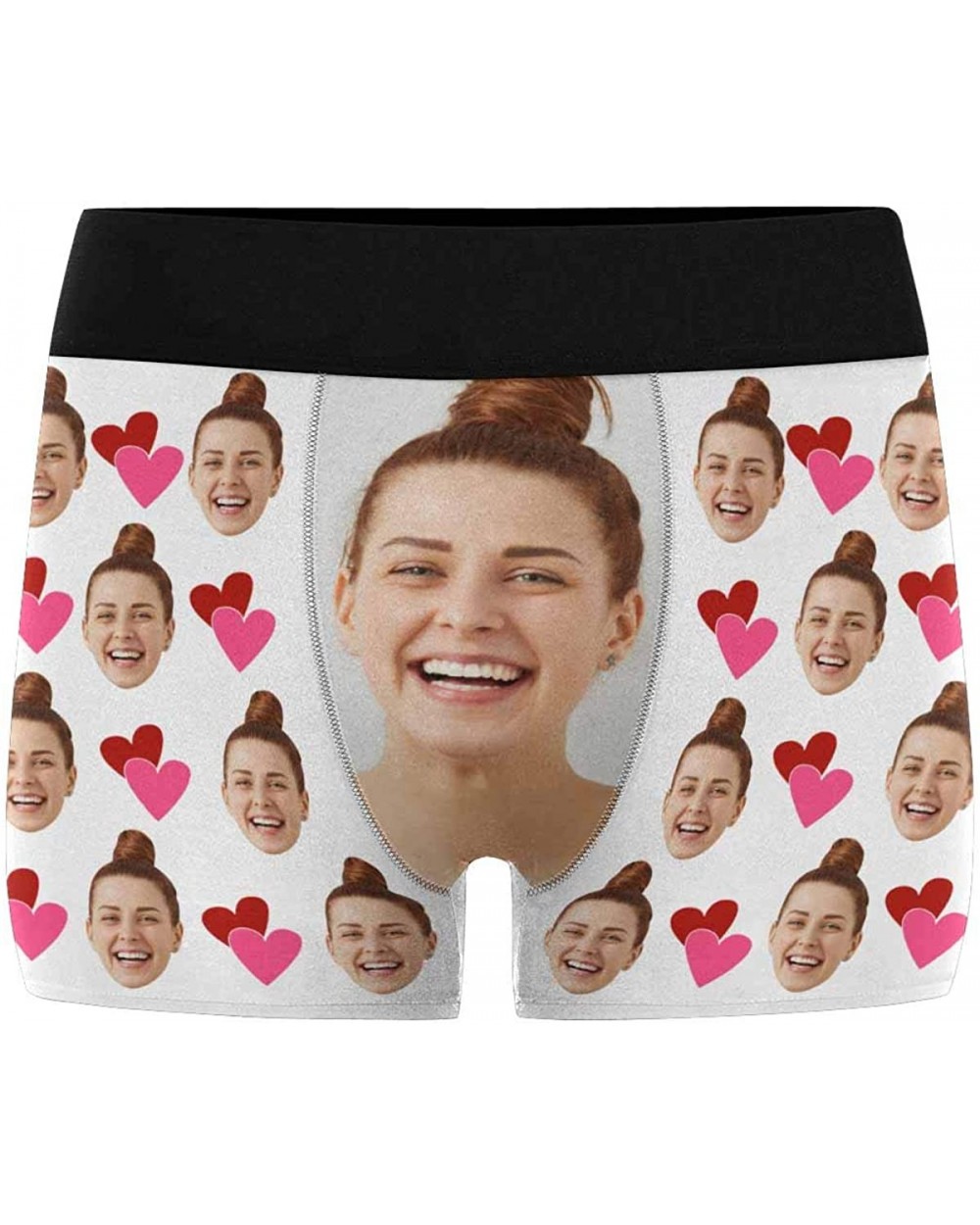 Custom Face Boxers Pink and Red Hearts Wife Faces White Personalized Face Briefs Underwear for Men - Multi 1 - CB18A49K6ZL $3...