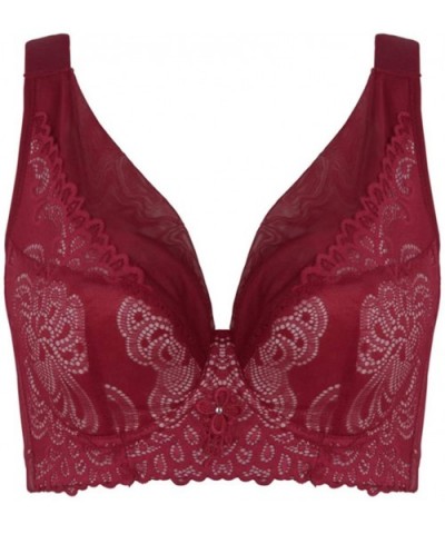 Sexy Lingerie Bra Plus Size Push up Underwire Brassiere Intimates for Women - Red - CS18UWHT7N3 $20.12 Bras