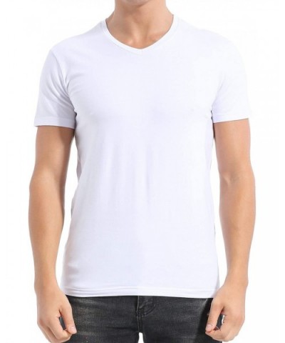 Men's Undershirt V-Neck Cotton T-Shirt Multipack - V-white - C2194L72EUS $31.46 Undershirts