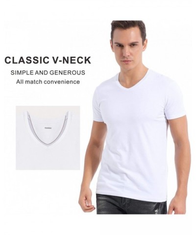 Men's Undershirt V-Neck Cotton T-Shirt Multipack - V-white - C2194L72EUS $31.46 Undershirts