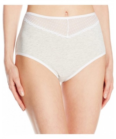 Women's Cotton Beautifully Smooth with Lace Brief Panty 13128 - Mist Heather - CW122G6U6F1 $14.03 Panties