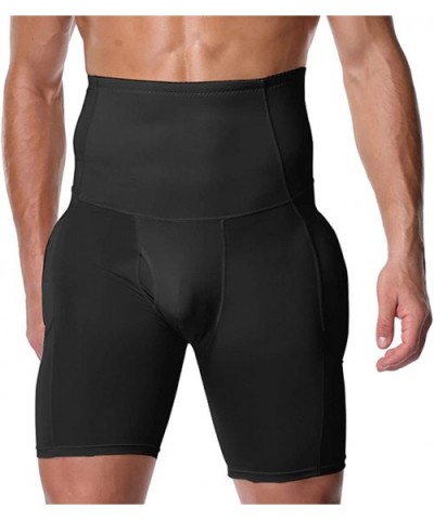 Men Padded Enhancer Boxer Briefs High Waist Compression Trunk Underwear Butt Lifter - Cool Black - CG18XSZ3TTG $38.47 Shapewear