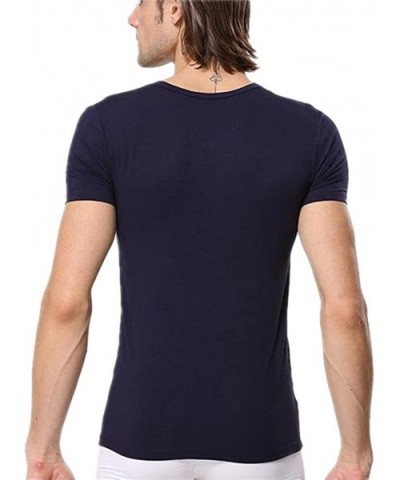 Underwear Men's Micro Modal Slim Fit V-Neck T-Shirt - Blue - CE183G662RH $32.02 Undershirts