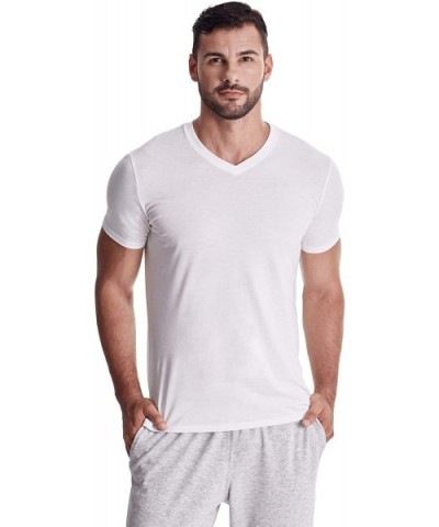 Men's V-Neck Undershirt- 100% Organic Peruvian Pima Cotton - White - C618DU63TR8 $43.82 Undershirts