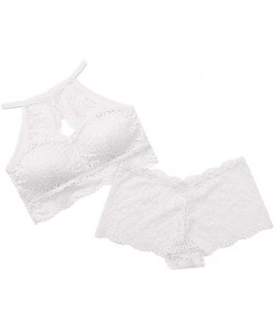 Women Lace Sleepwear Set Ladies Sexy Embroidery Print Bra and Panty Casual Underwear Suit - White - CN194H2UARG $19.61 Nightg...