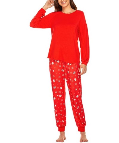 Women's Long Sleeve Pajamas Set with Pockets O Neck Sleepwear Lounge Nightwear (S-XXL) - C-red - CY18Y66497Y $57.51 Sets