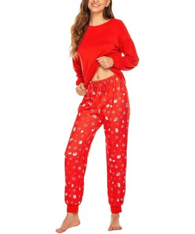 Women's Long Sleeve Pajamas Set with Pockets O Neck Sleepwear Lounge Nightwear (S-XXL) - C-red - CY18Y66497Y $57.51 Sets