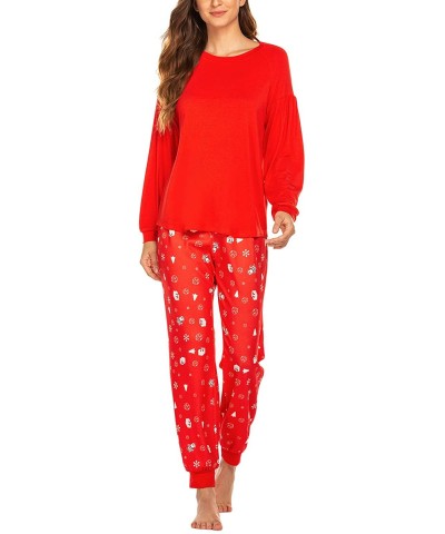 Women's Long Sleeve Pajamas Set with Pockets O Neck Sleepwear Lounge Nightwear (S-XXL) - C-red - CY18Y66497Y $57.51 Sets