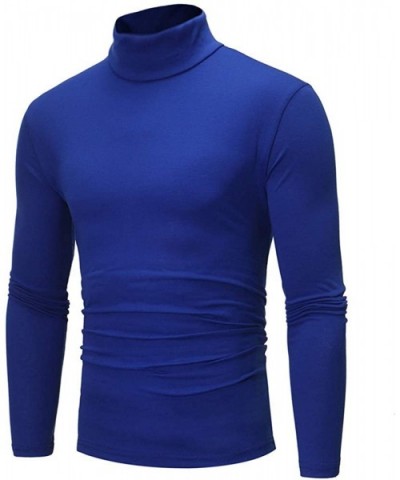 Men's Slim Fit Turtleneck Base Layer Long Sleeve Thermal Underwear Shirts - Blue - CH18AHE5WX8 $34.74 Thermal Underwear