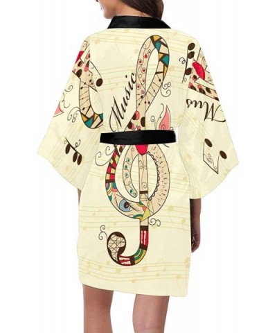 Custom Vintage Musical Treble Clef Women Kimono Robes Beach Cover Up for Parties Wedding (XS-2XL) - Multi 1 - C1194S3RT72 $77...
