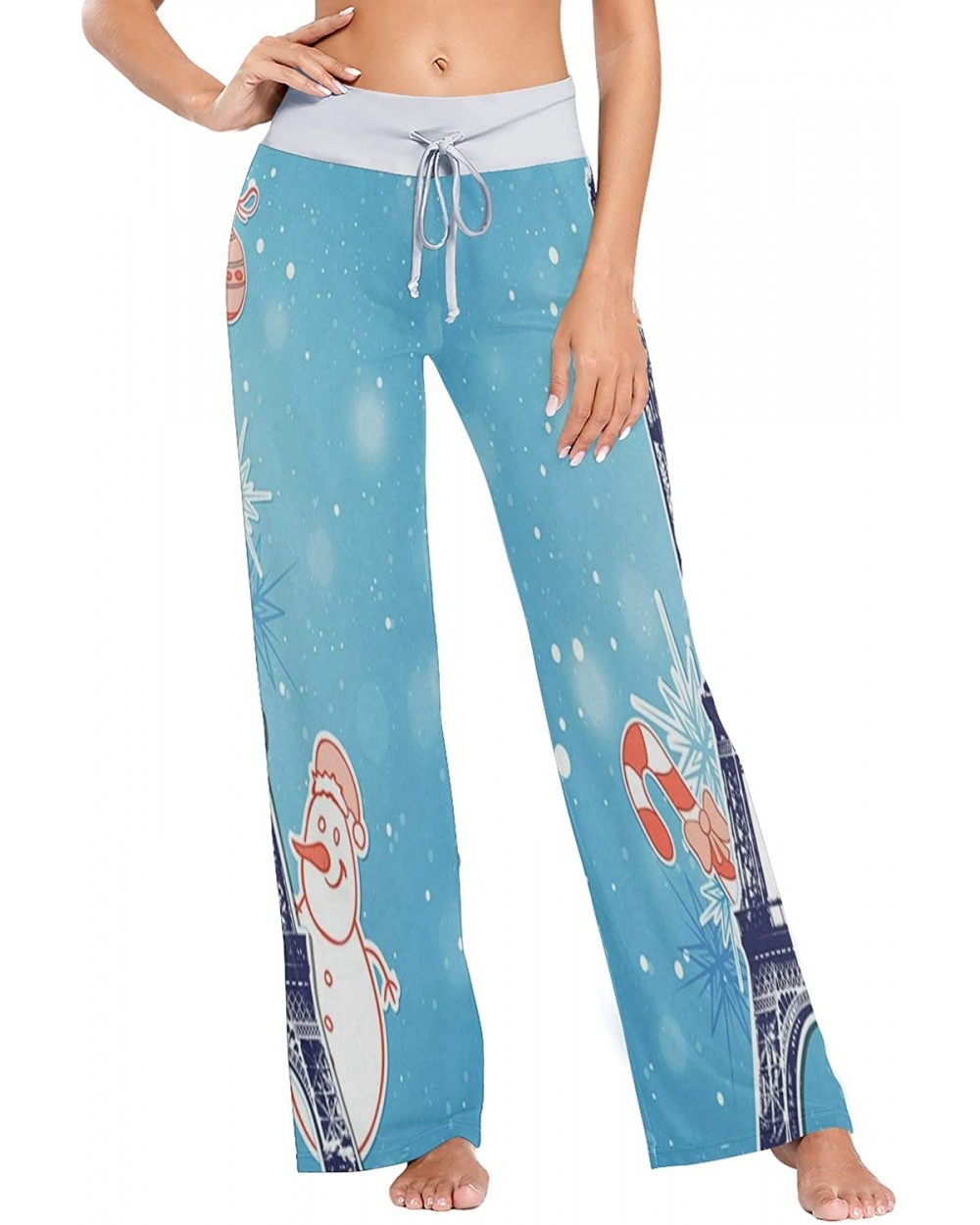 Womens Pajama Lounge Pants Winter Snow Funny Sloth Tree Wide Leg Casual Palazzo Pj Sleep Pants Girls - 3d Print 3 - CO19CQ0E2...