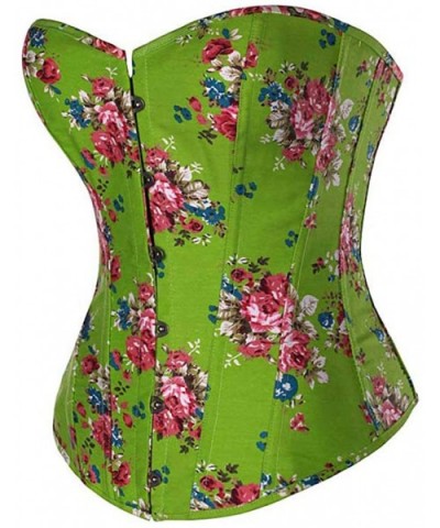 Women Summer Boned Bustier Outwear Overbust Corset Flower Front Buckle Closure Corselet - Green - CA18TMN665U $37.48 Bustiers...