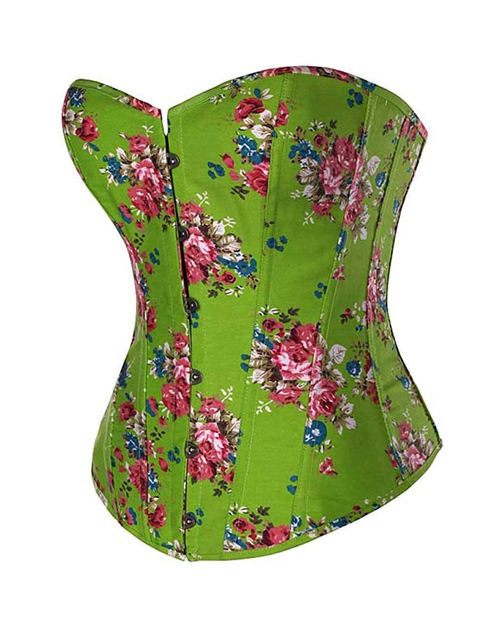 Women Summer Boned Bustier Outwear Overbust Corset Flower Front Buckle Closure Corselet - Green - CA18TMN665U $37.48 Bustiers...