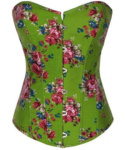 Women Summer Boned Bustier Outwear Overbust Corset Flower Front Buckle Closure Corselet - Green - CA18TMN665U $37.48 Bustiers...